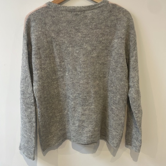 Immagini Grey & Pink Stripe Alpaca Wool Crewneck knit Sweater Pullover Italy M - Picture 6 of 11